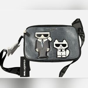 NWT Karl Lagerfeld Black & White Paris Maybelle Women's Camera Crossbody Bag